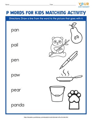 List of Words That Start With Letter 'P' For Children