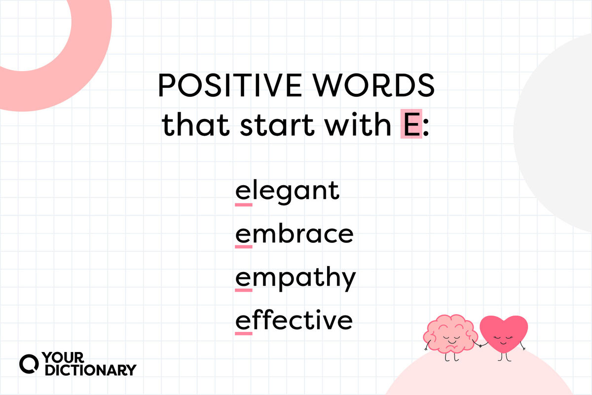 Brain and Heart Icons With Positive Words Start With E