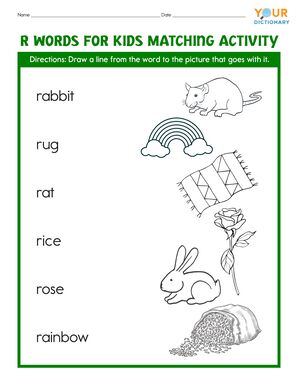 r words for kids matching activity