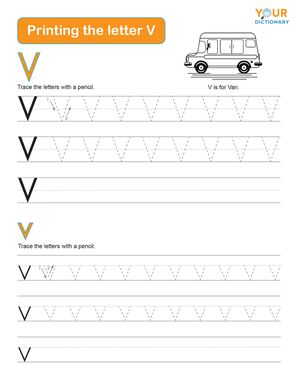 tracing the letter v practice worksheet