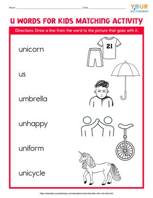 letter u words for kindergarten