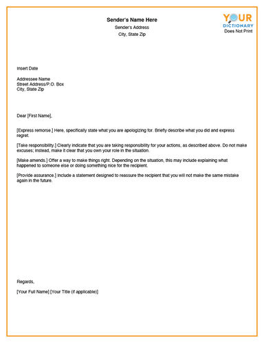 Apology Letter Template Hq Printable Documents Images