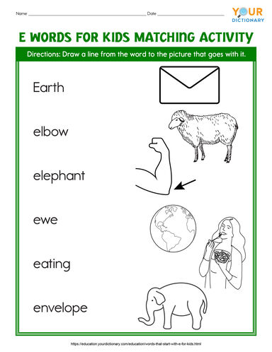 Words That Start With E For Kids