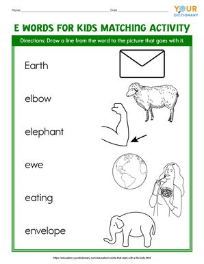 e words for kids matching activity