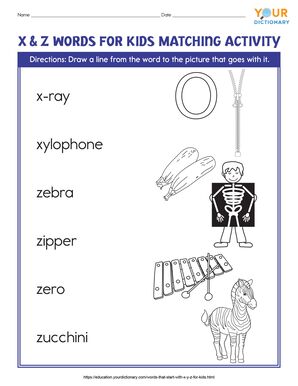 Words That Start With X Y And Z For Kids Yourdictionary