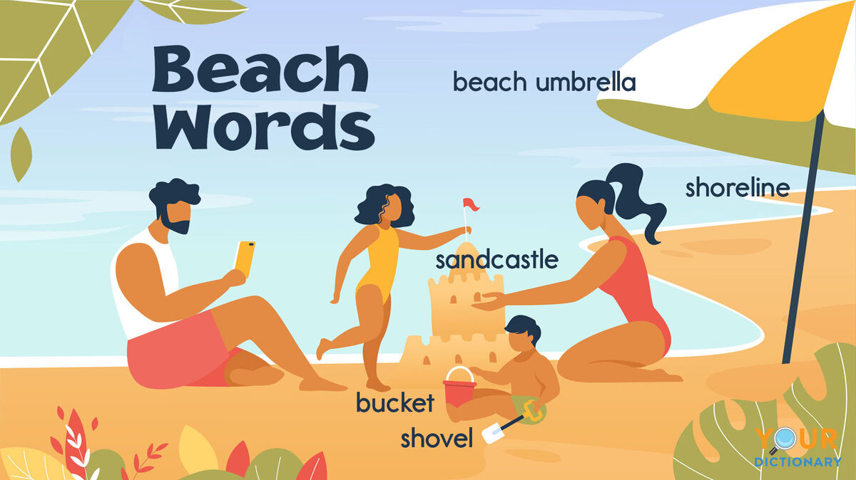 beach words examples with family on beach