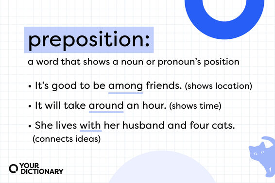 cat with preposition definition and three example sentences