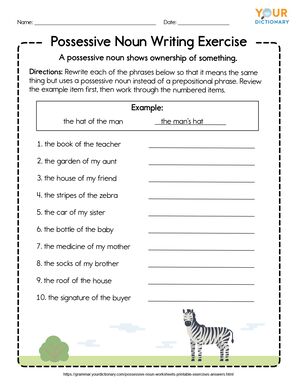 possessive noun writing exercise