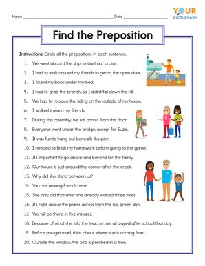 upper elementary preposition worksheet