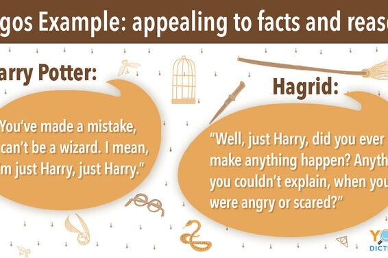 Logos example meaning with Harry Potter and Hagrid conversation