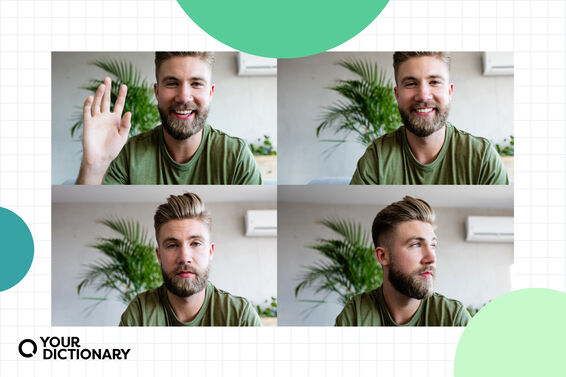 man making different faces in a grid