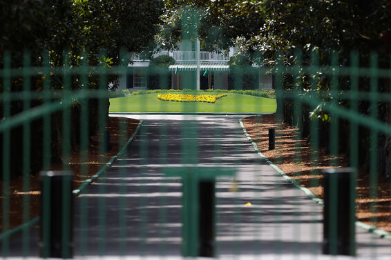 The closed gates outside of Augusta National