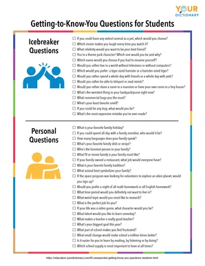 getting to know you questions for students