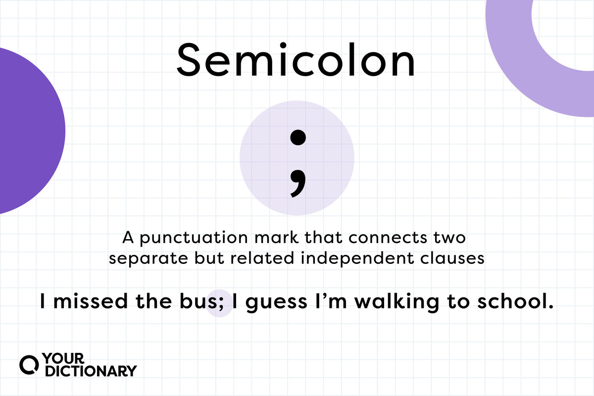 definition of semicolon symbol with example from the article