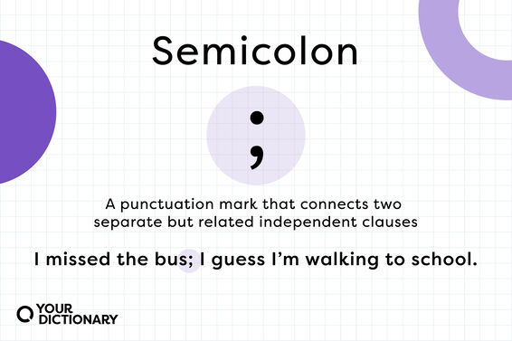 definition of semicolon symbol with example from the article