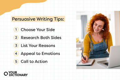 list of five persuasive writing tips from the article