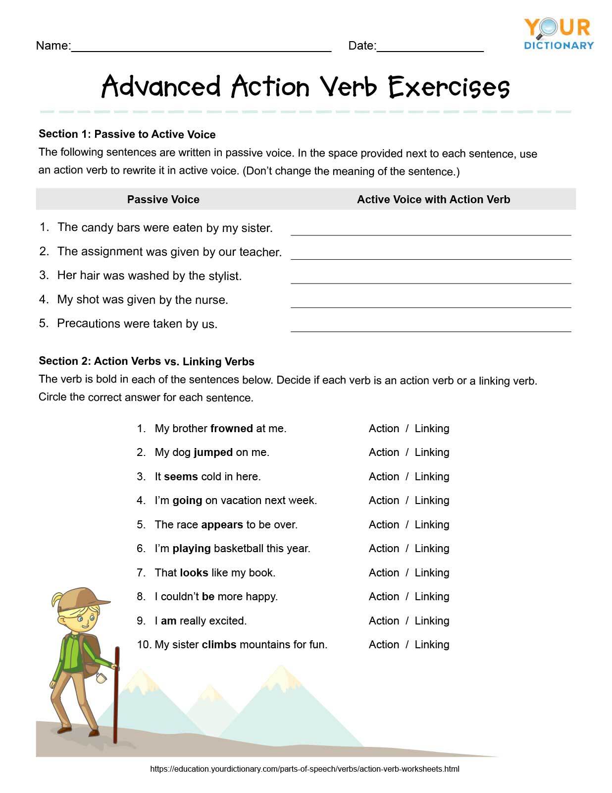 Grade 5 Verbs Worksheets With Answers