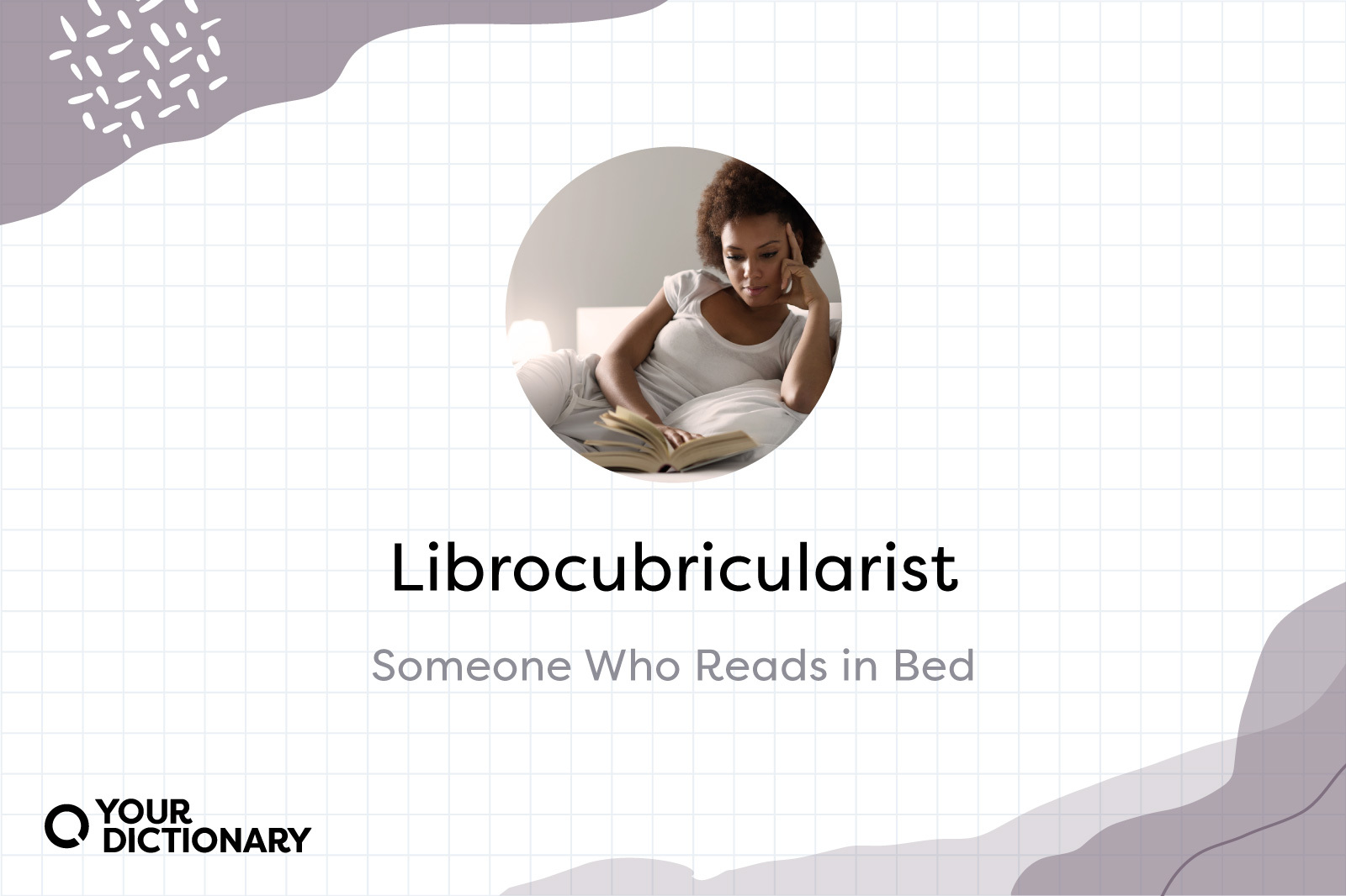 Woman lying on the bed reading a book with librocubricularist definition