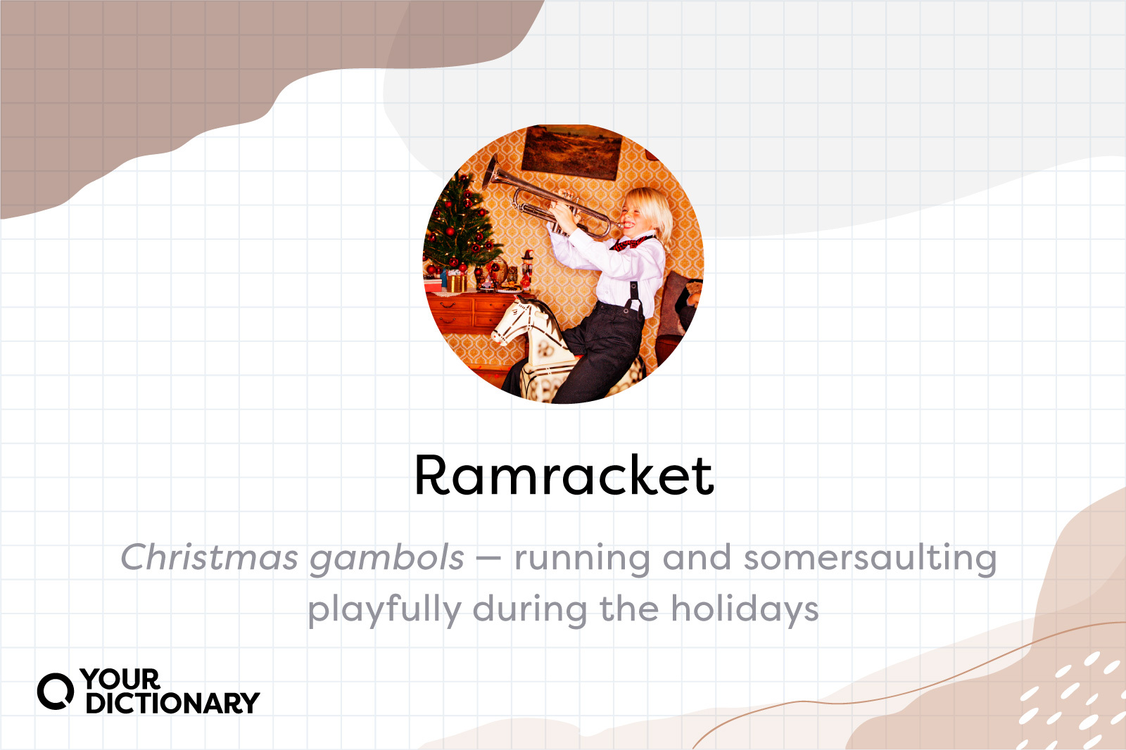 Boys with Christmas presents and Ramracket definition
