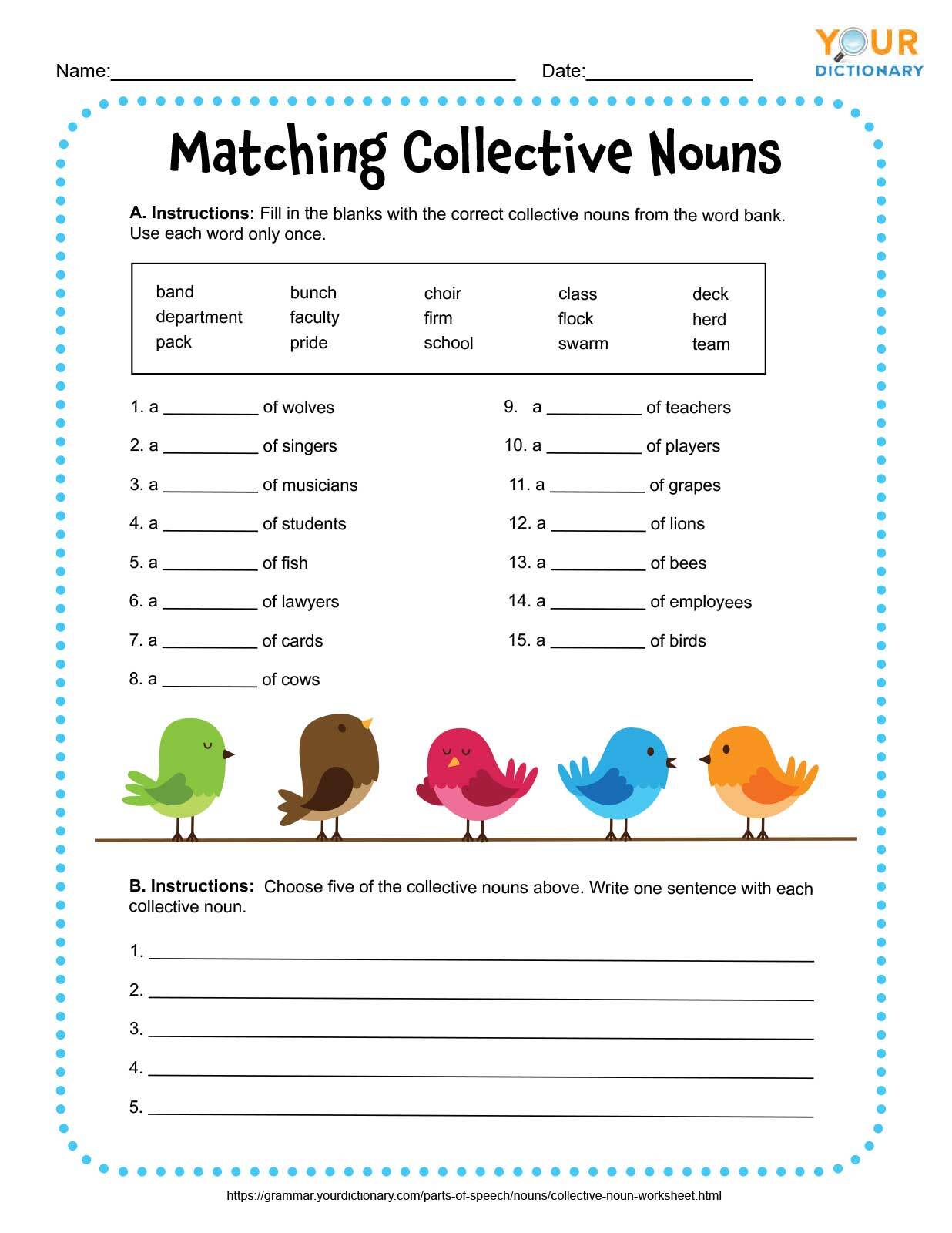 collective nouns worksheets free printables