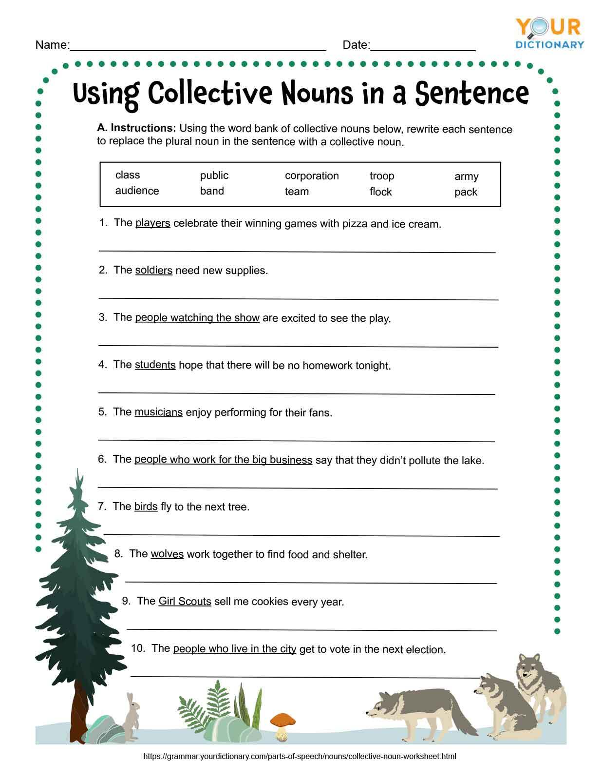 collective nouns worksheets free printables