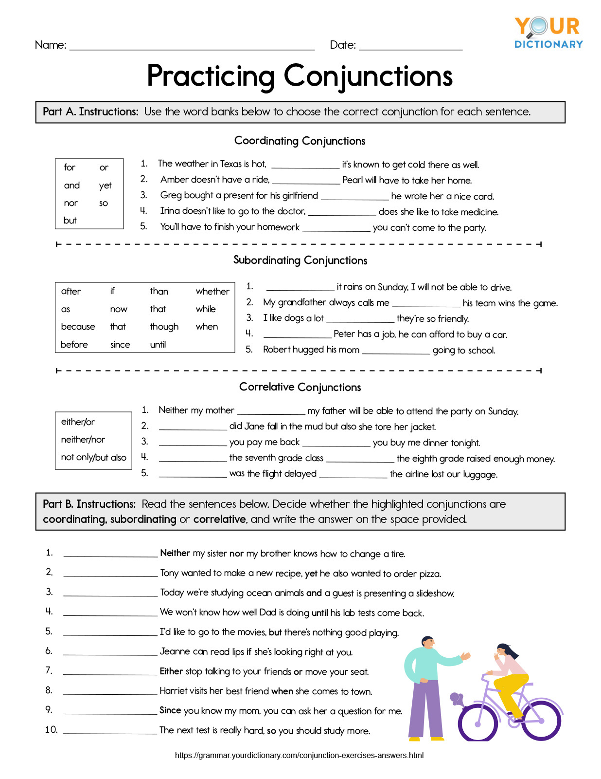 Conjunction Exercises With Answers 