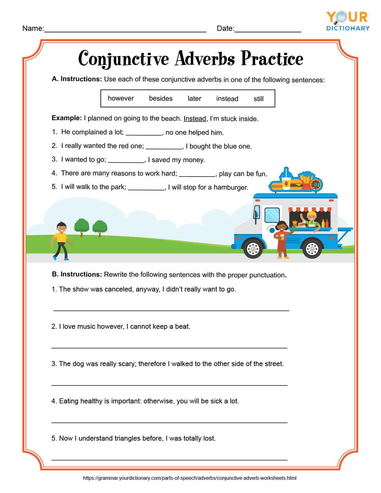 Conjunctive Adverbs Practice
