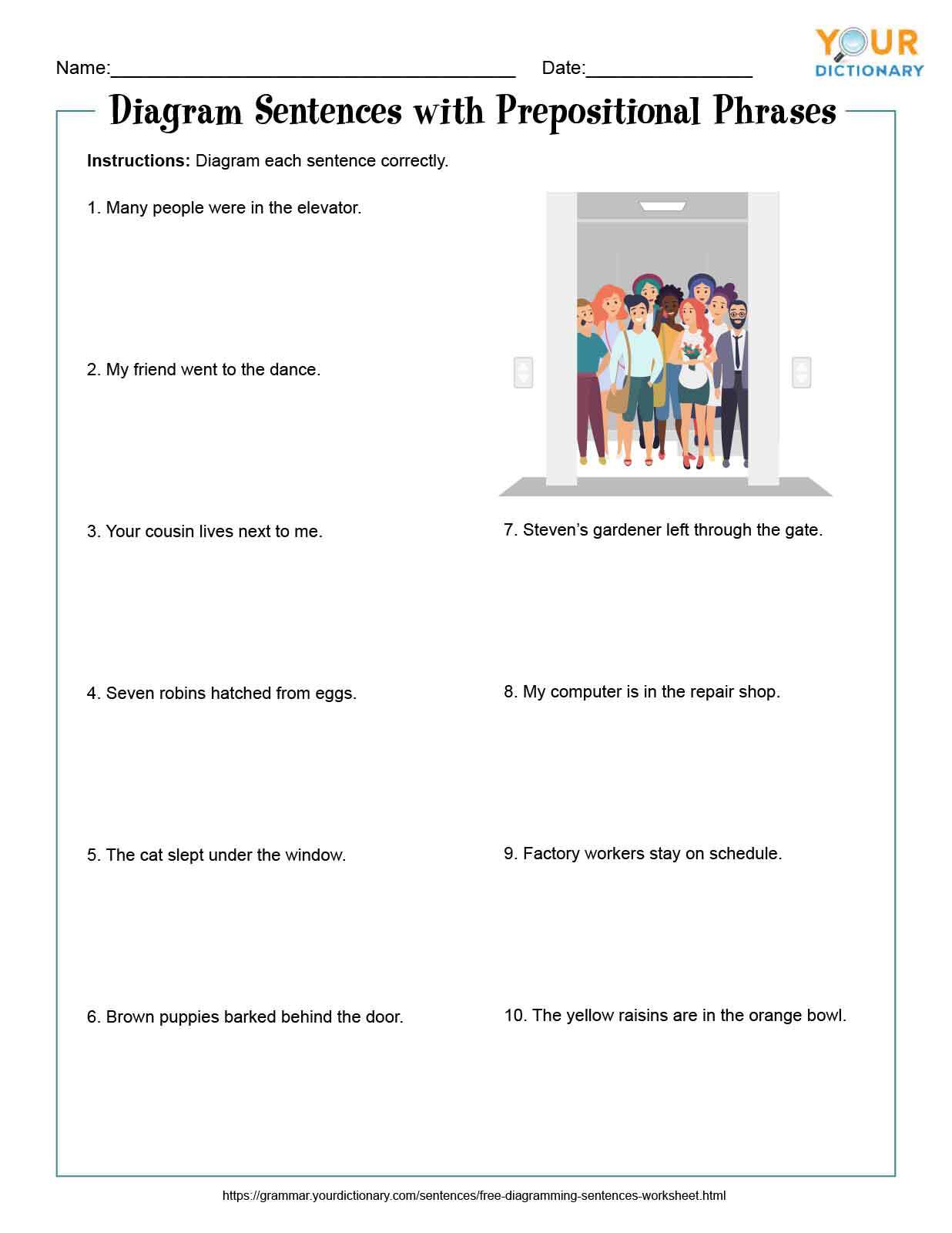 Sentence Diagramming Worksheet Worksheets For Kindergarten