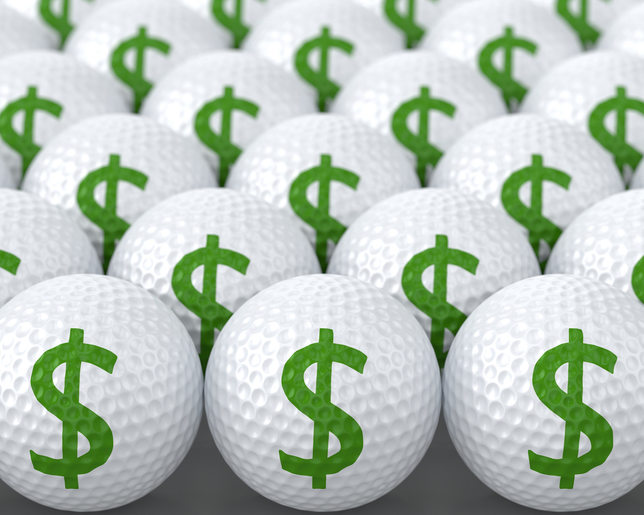 Golf balls with dollar signs