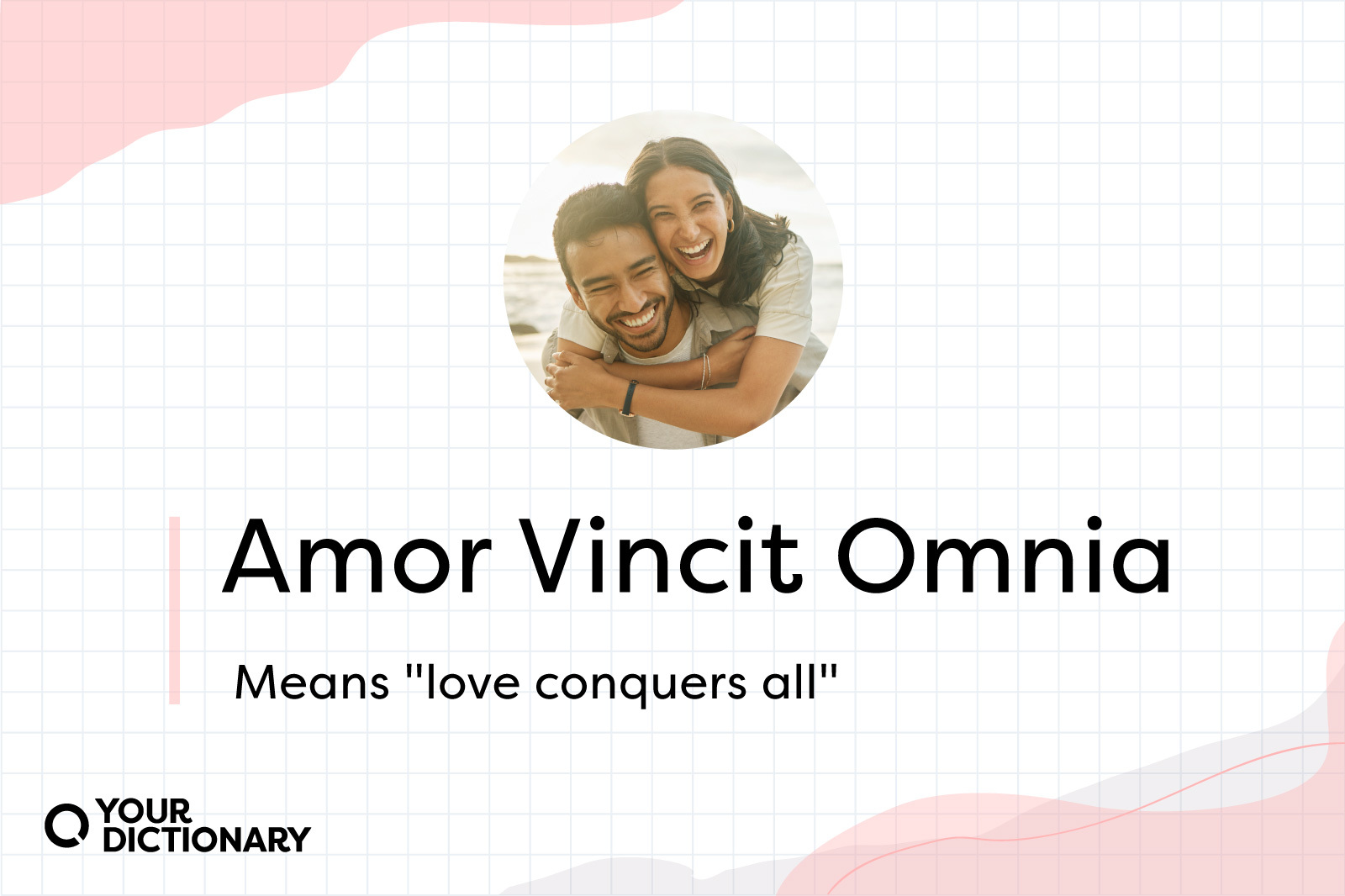 Couple With Latin Words "Amor Vincit Omnia" and Meaning
