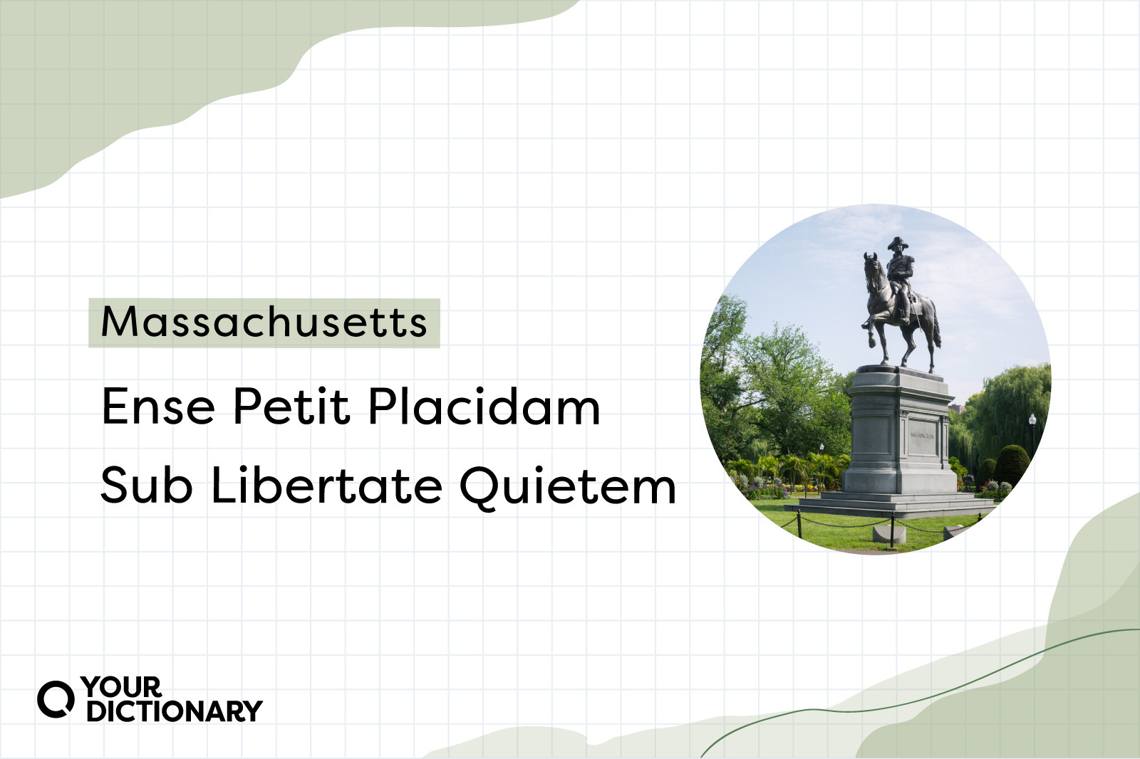 Statue of George Washington Massachusetts With Motto
