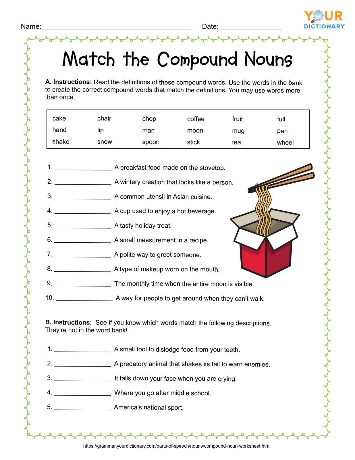 Compound Nouns Interactive Worksheet Word Addition Compound Words My 
