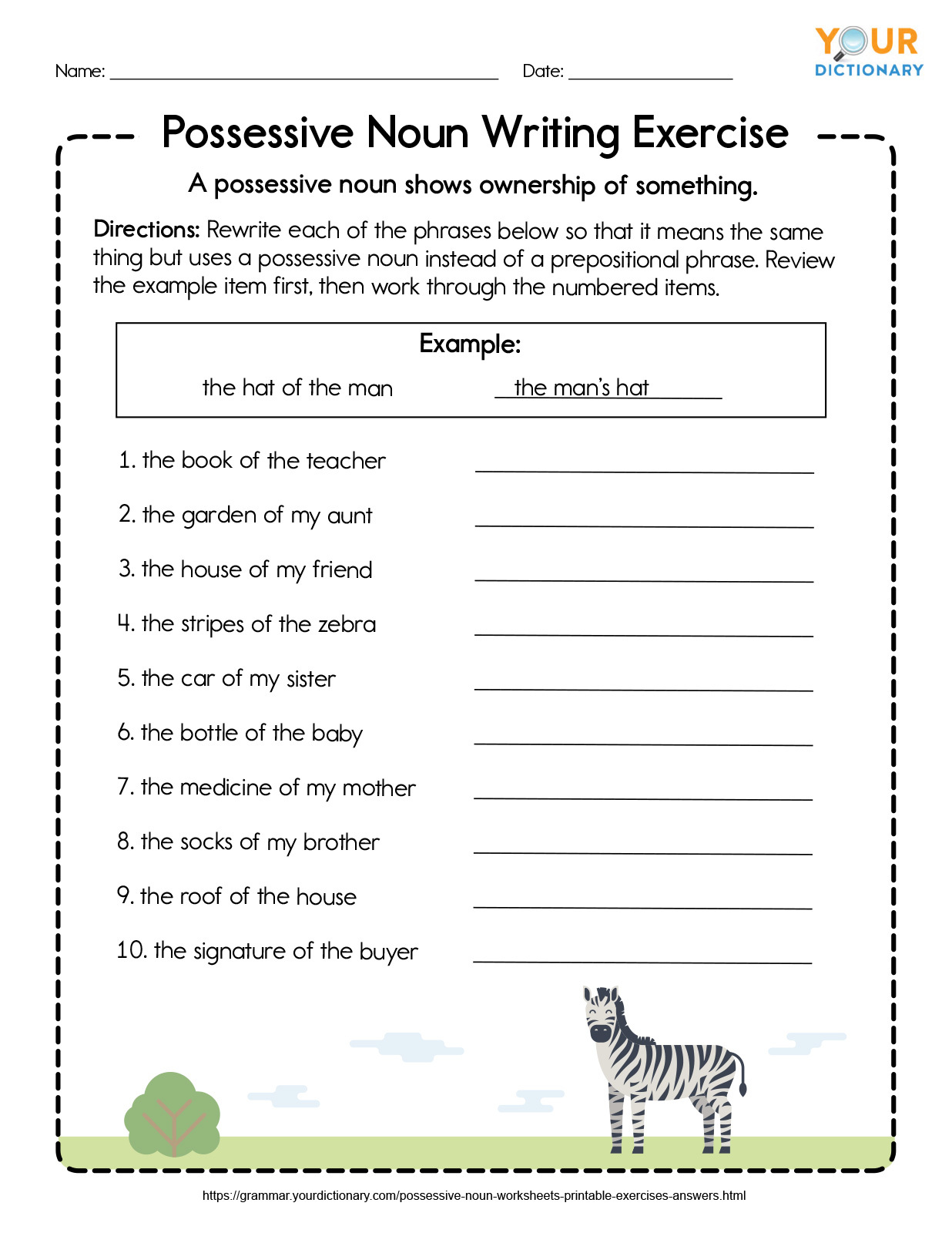 Possessive Nouns Worksheets Grade 7 Kindergarten Worksheets