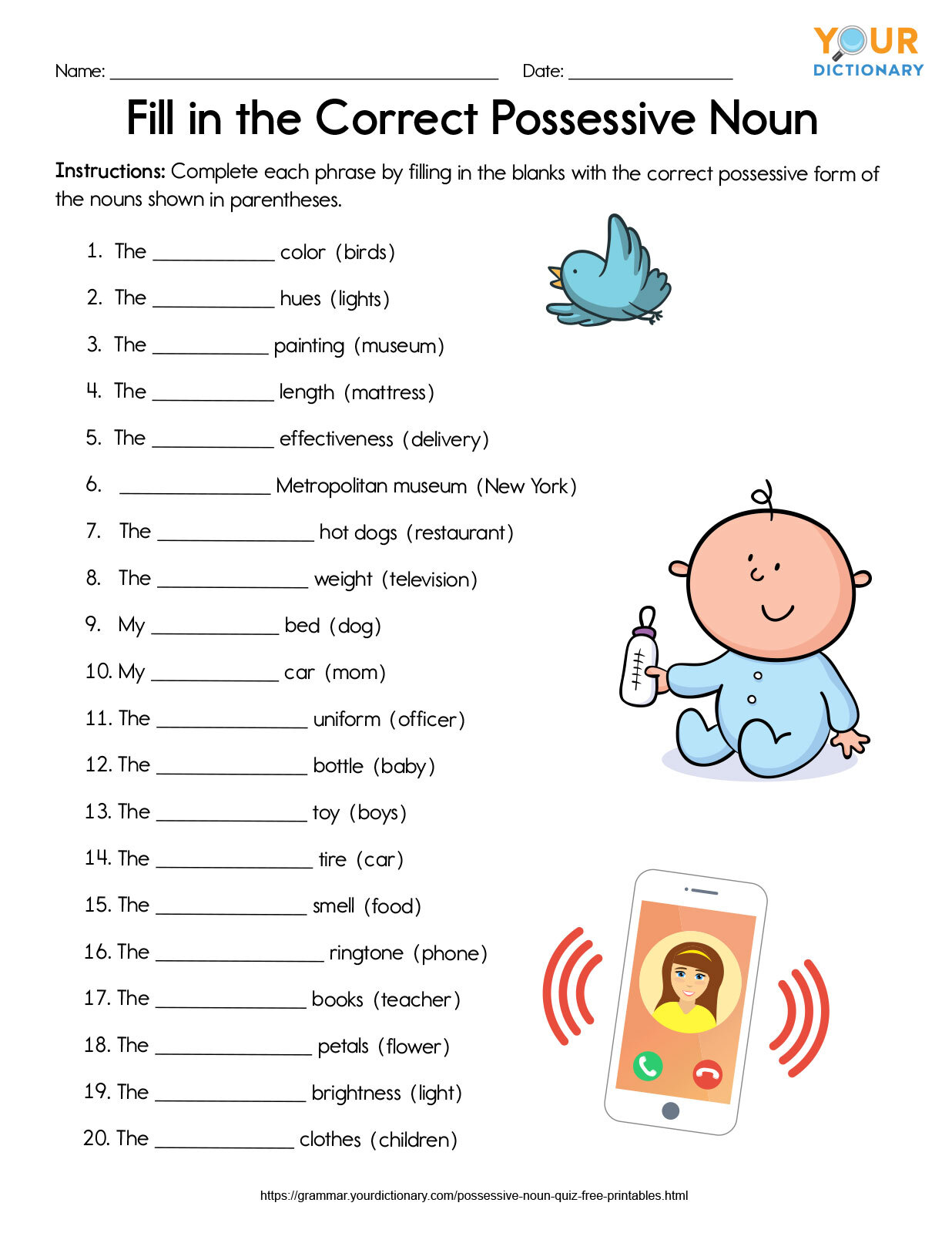 Possessive Pronouns Worksheets For Grade 1 Pdf WorkSheets For Kids