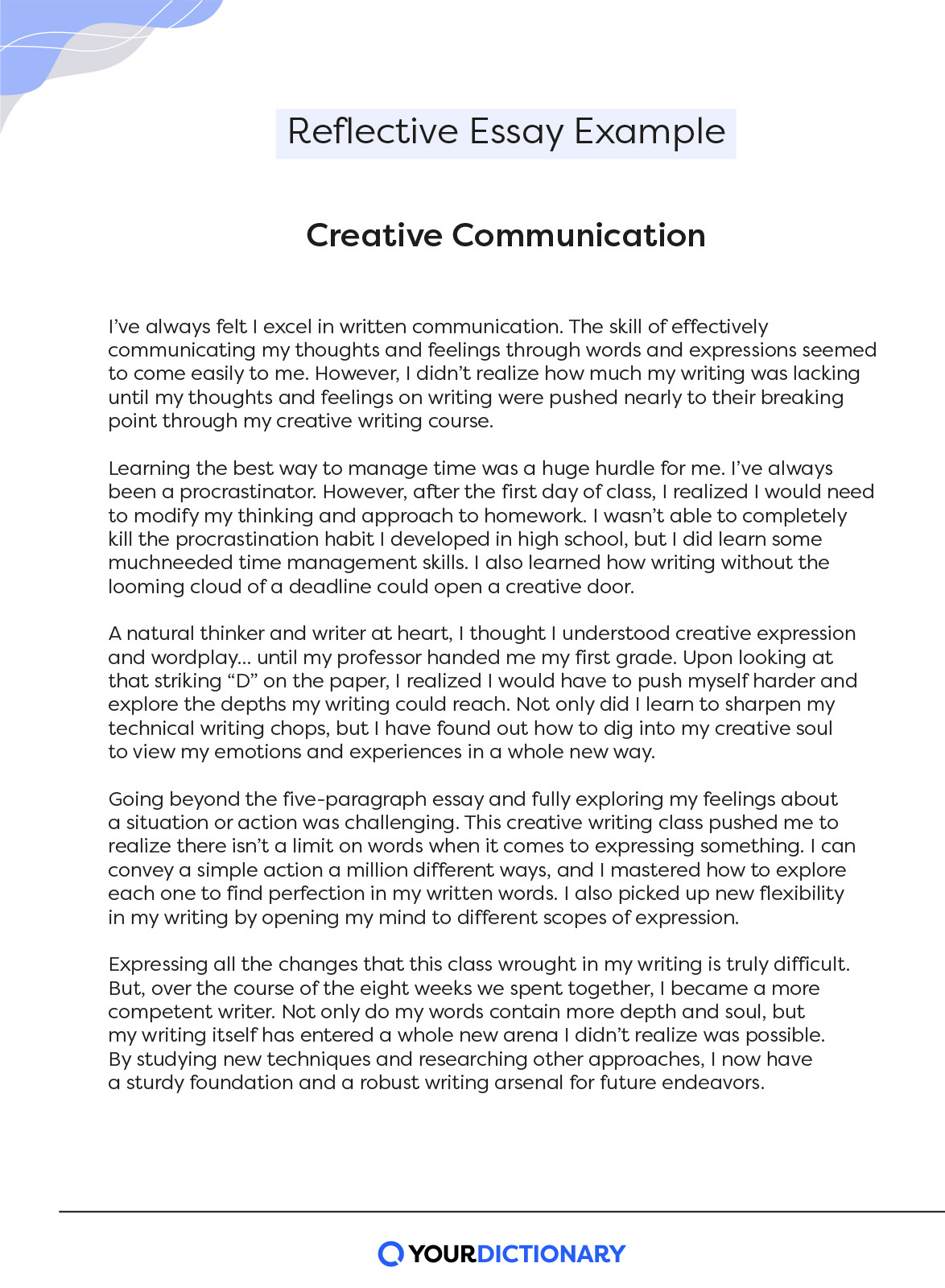 Reflective Essay Example about communication