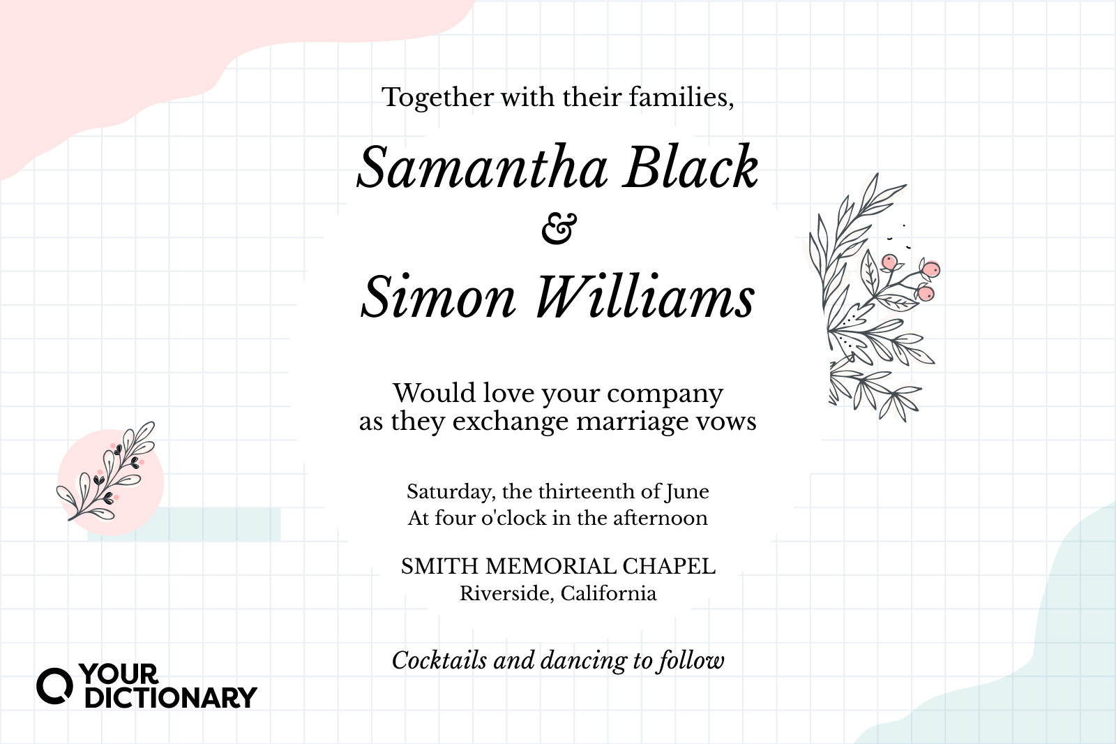 Together With Our Families Wedding Invitation Wording Example