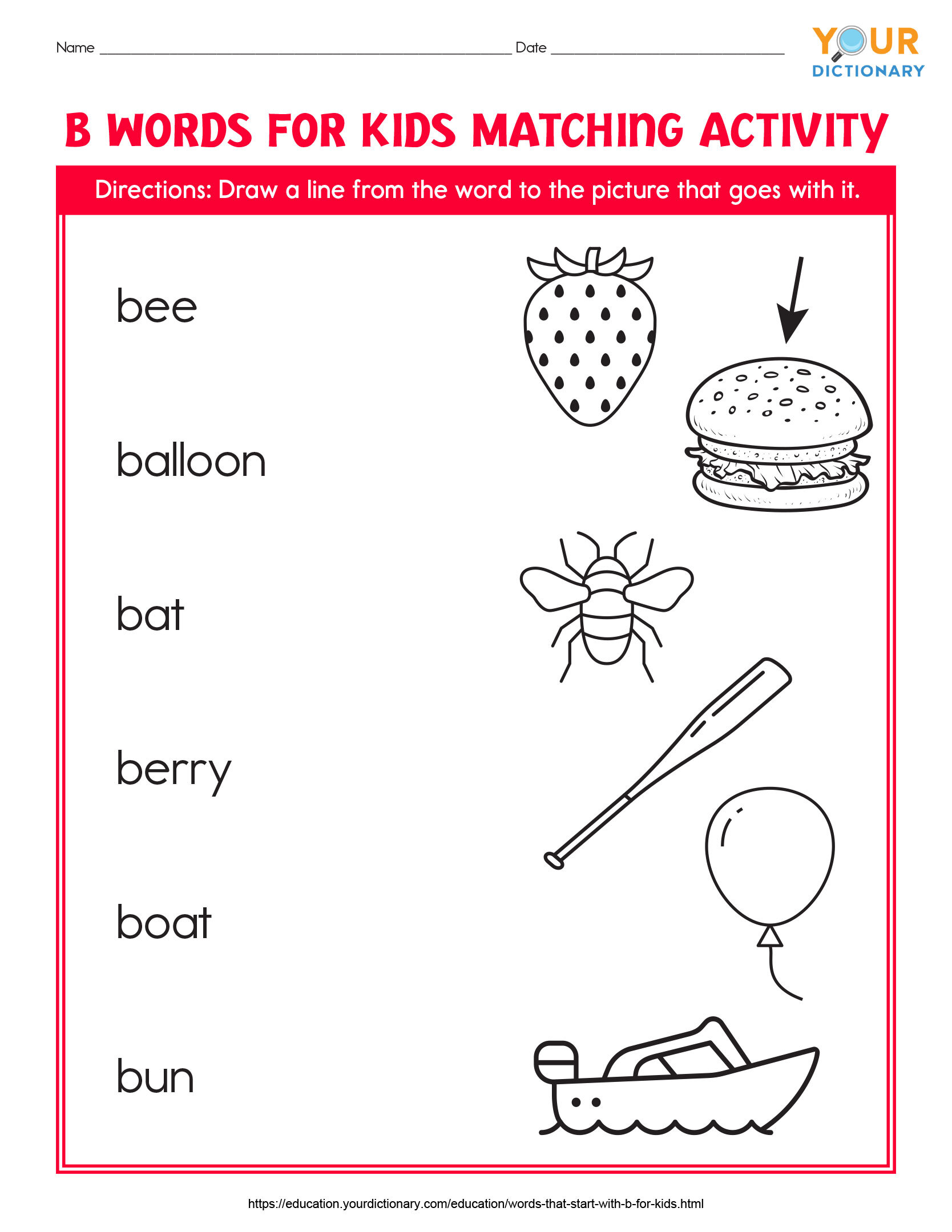 Printable B Words