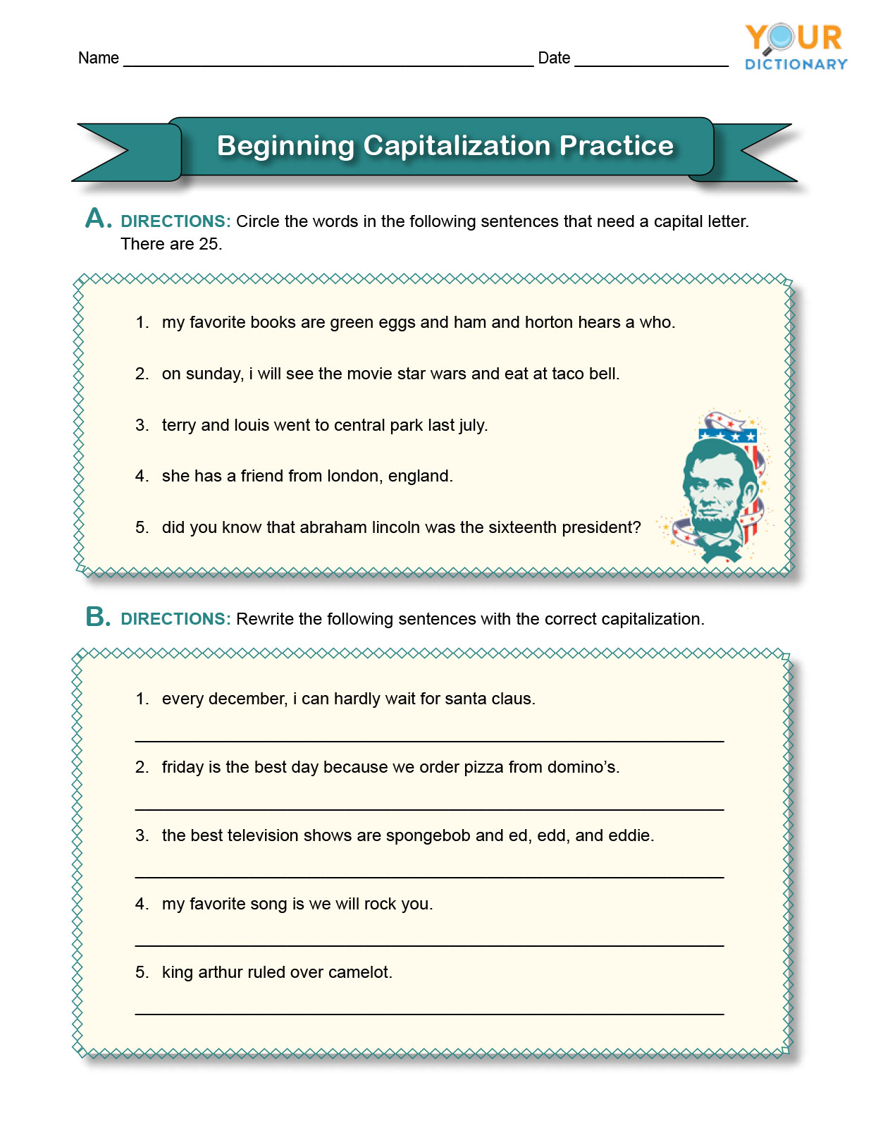 Capitalization Worksheets Printable Worksheets