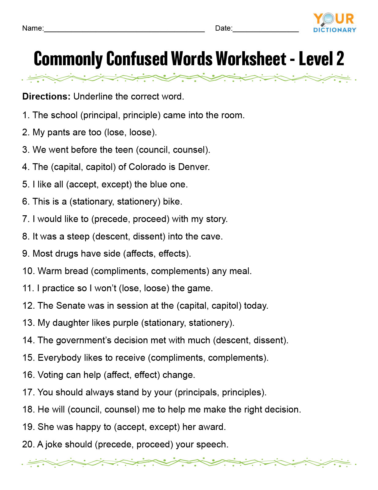 Commonly Confused Words Worksheet Pertaining To Affect Vs Effect Worksheet