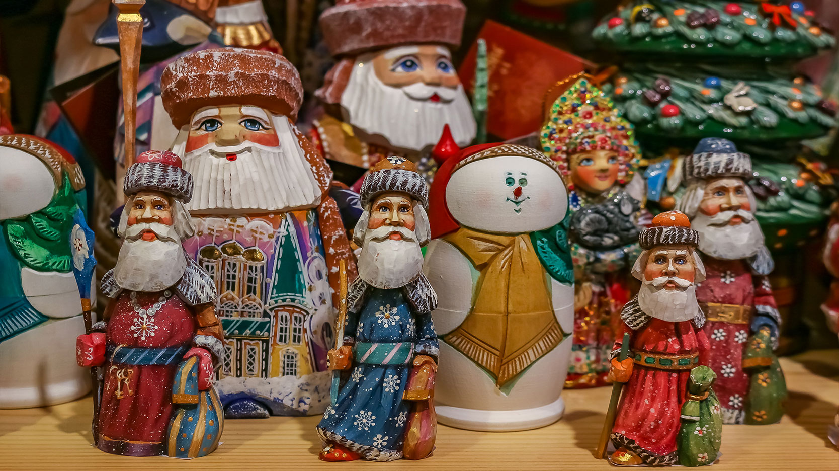 Russian Santa Claus figures called Ded Moroz