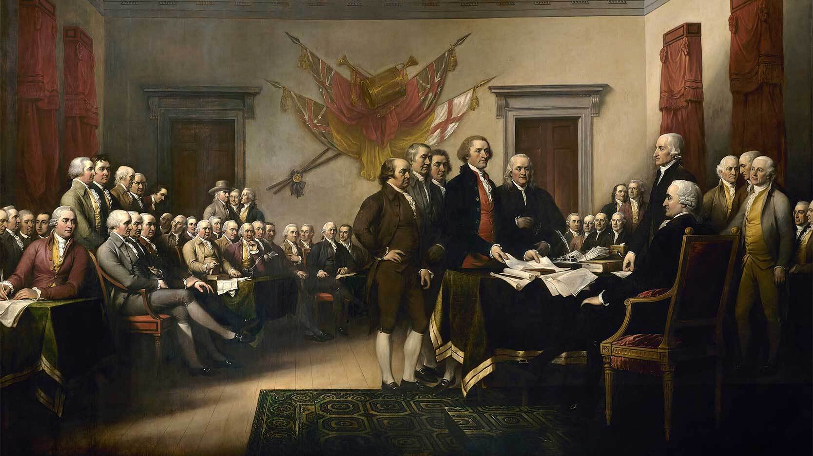 leaders presenting the Declaration of Independence