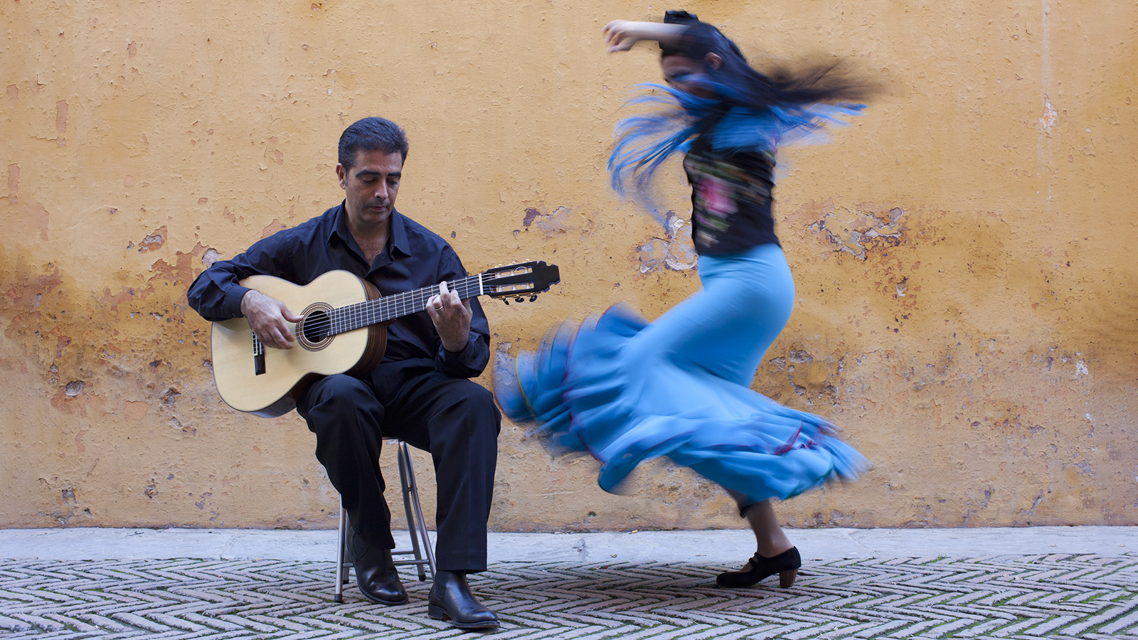 Flamenco dancer and guitarist