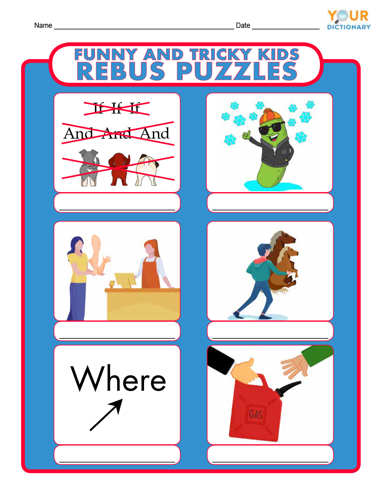 funny and tricky kids rebus puzzles