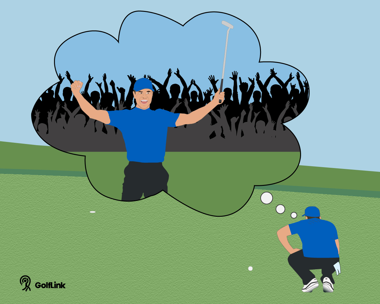 Golfer imagining celebration Golfer imagining celebration