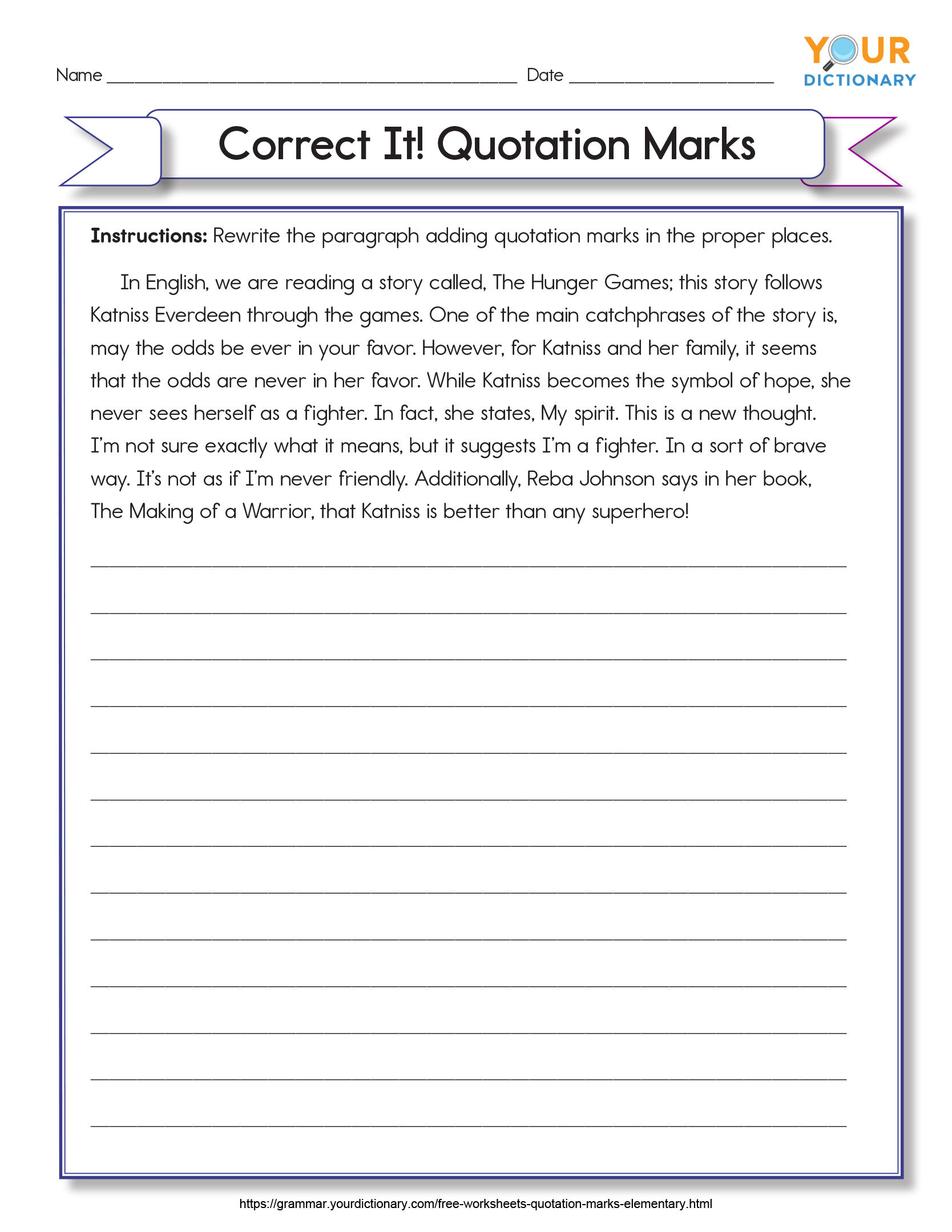 Quotation Marks Worksheets K5 Learning Quotation Marks Worksheets