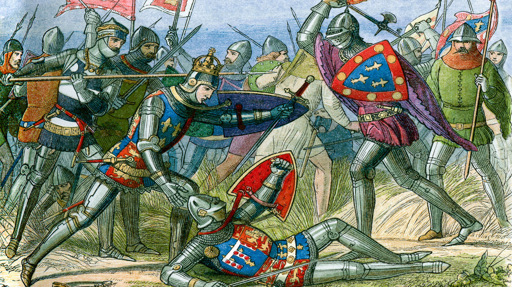 The Battle of Agincourt during Hundred Years War