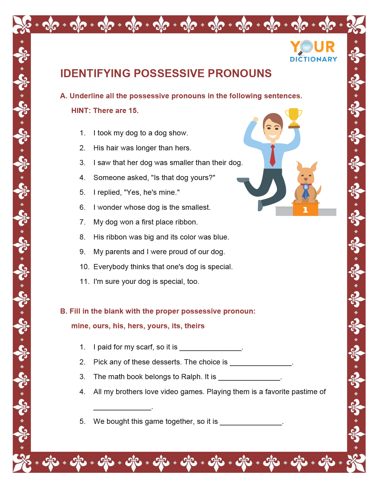 types of pronouns worksheets