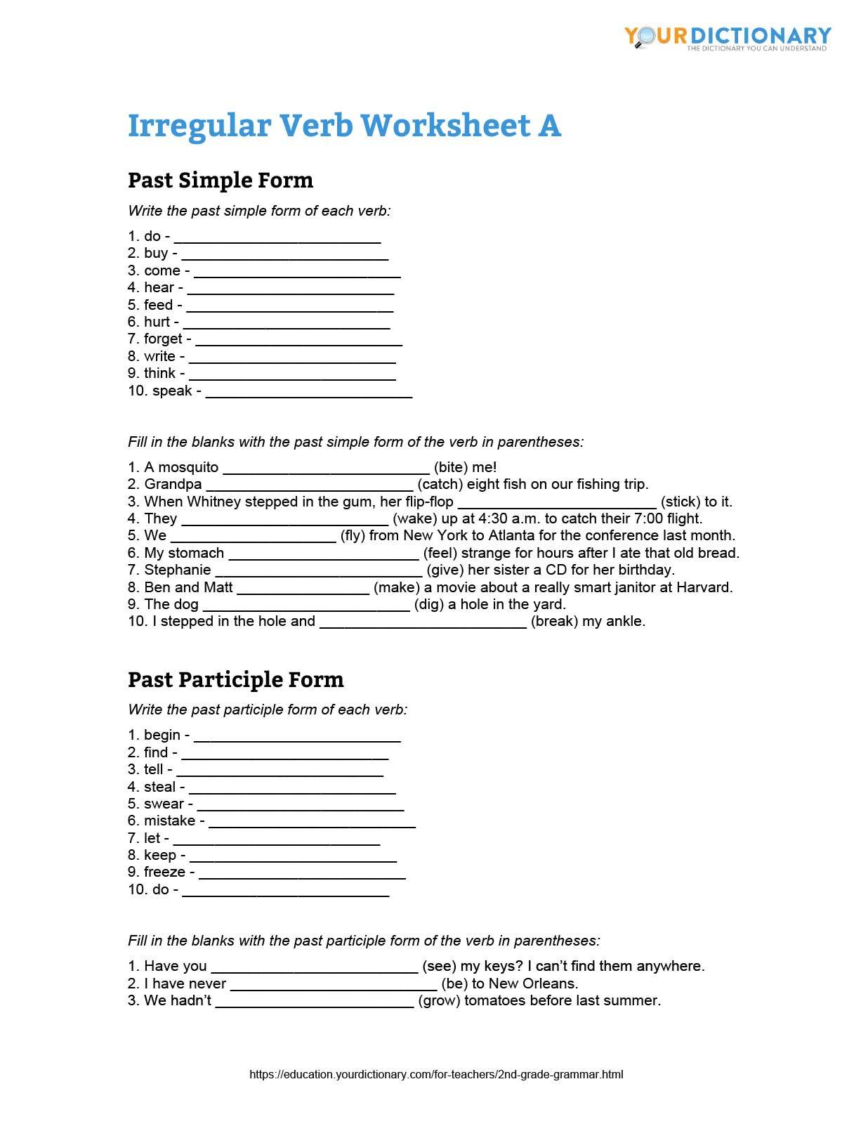 2nd grade grammar key skills and worksheets