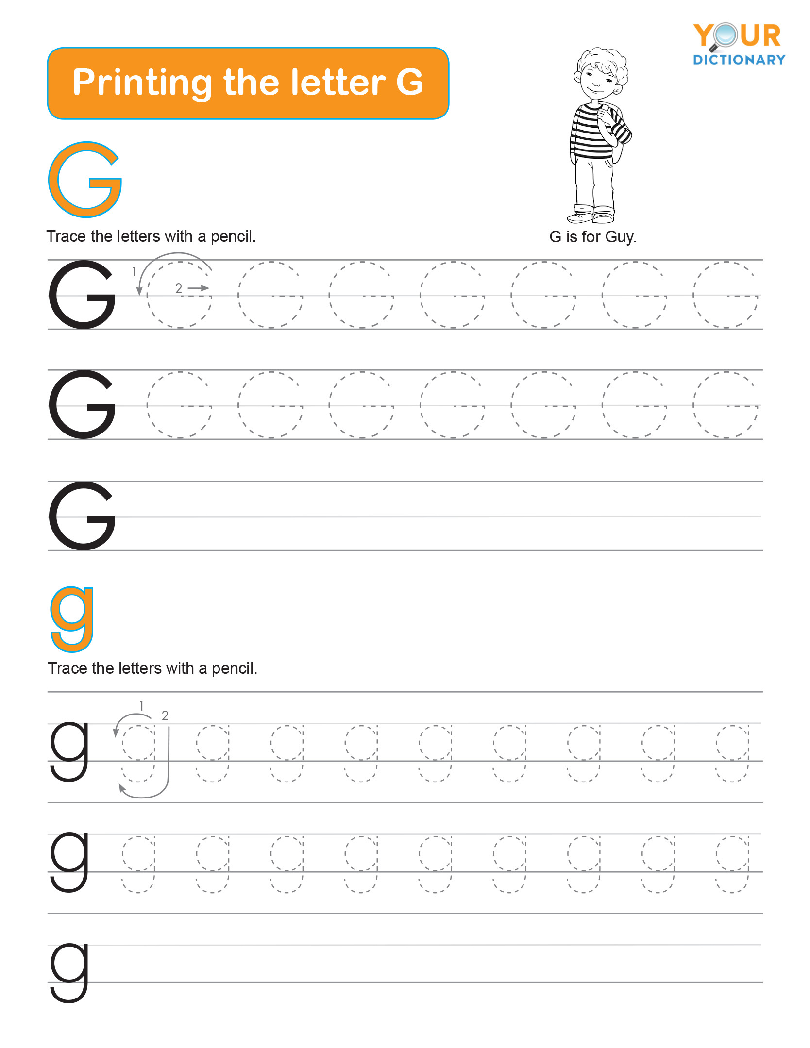 tracing the letter g worksheet