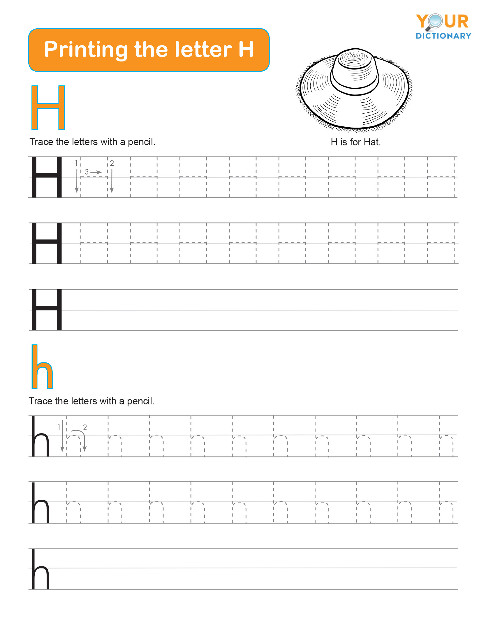 tracing the letter h